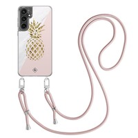 Casimoda Samsung Galaxy S24 FE hoesje met rosegoud koord - Ananas