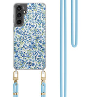 Casimoda Samsung Galaxy S24 FE hoesje met blauw koord - Vintage blue garden