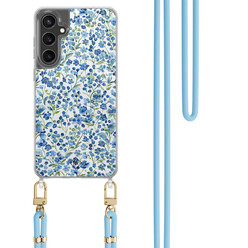 Casimoda Samsung Galaxy S24 FE hoesje met blauw koord - Vintage blue garden