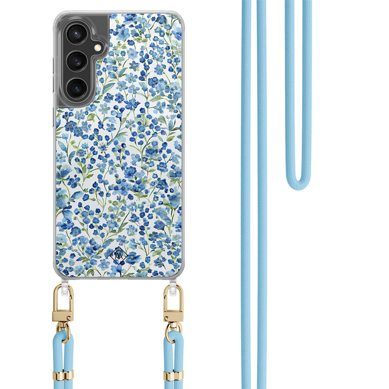 Casimoda Samsung Galaxy S24 FE hoesje met blauw koord - Vintage blue garden