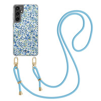 Casimoda Samsung Galaxy S24 FE hoesje met blauw koord - Vintage blue garden