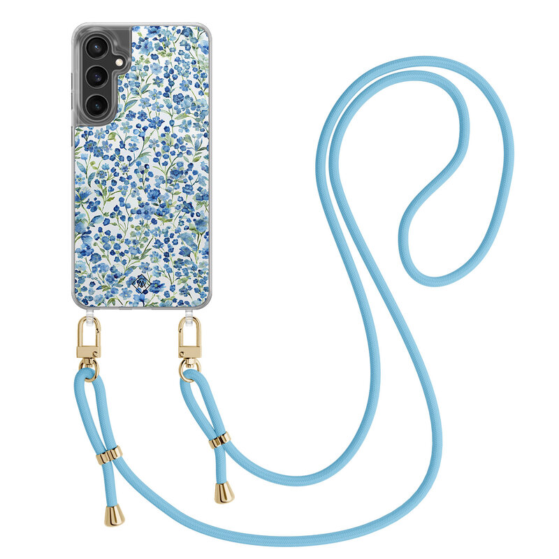 Casimoda Samsung Galaxy S24 FE hoesje met blauw koord - Vintage blue garden