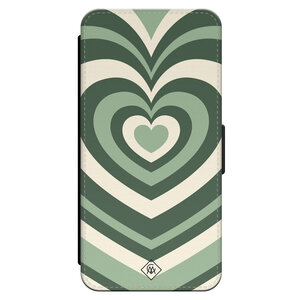 Casimoda iPhone 16 flipcase - Hart swirl groen