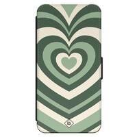 Casimoda iPhone 16 Pro flipcase - Hart swirl groen