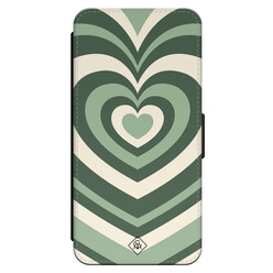 Casimoda iPhone 16 Pro flipcase - Hart swirl groen