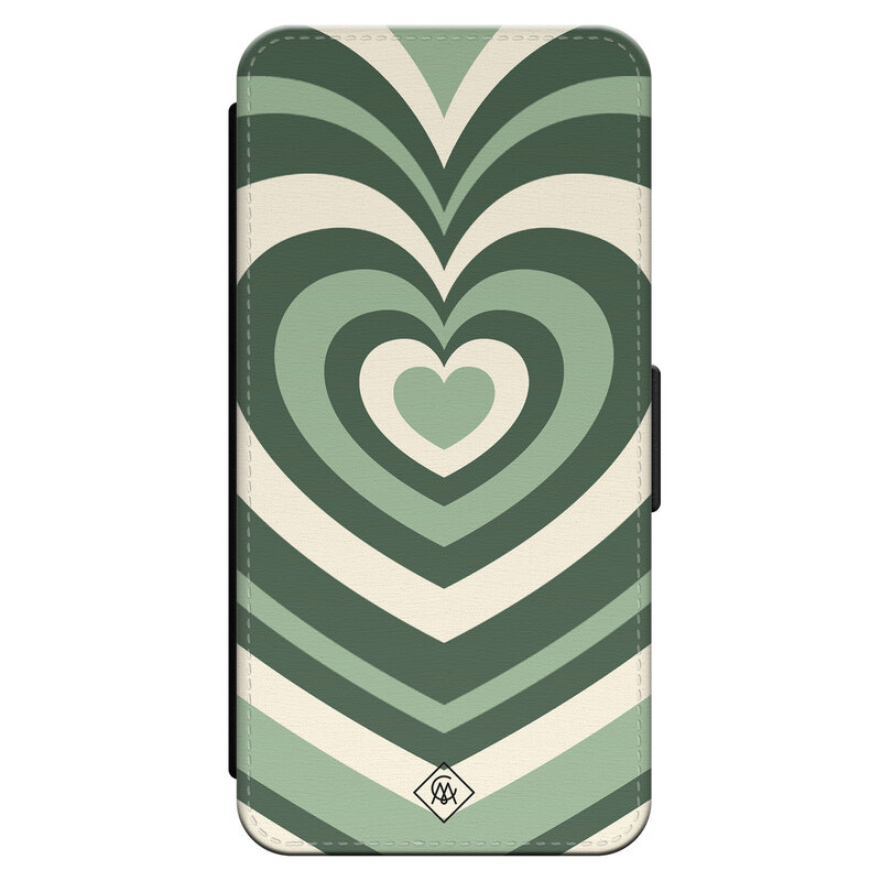 Casimoda iPhone 16 Pro flipcase - Hart swirl groen