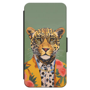 Casimoda iPhone 16 Pro flipcase - Luipaard hipster