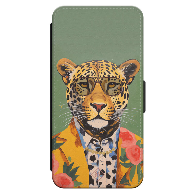 Casimoda iPhone 16 Pro flipcase - Luipaard hipster