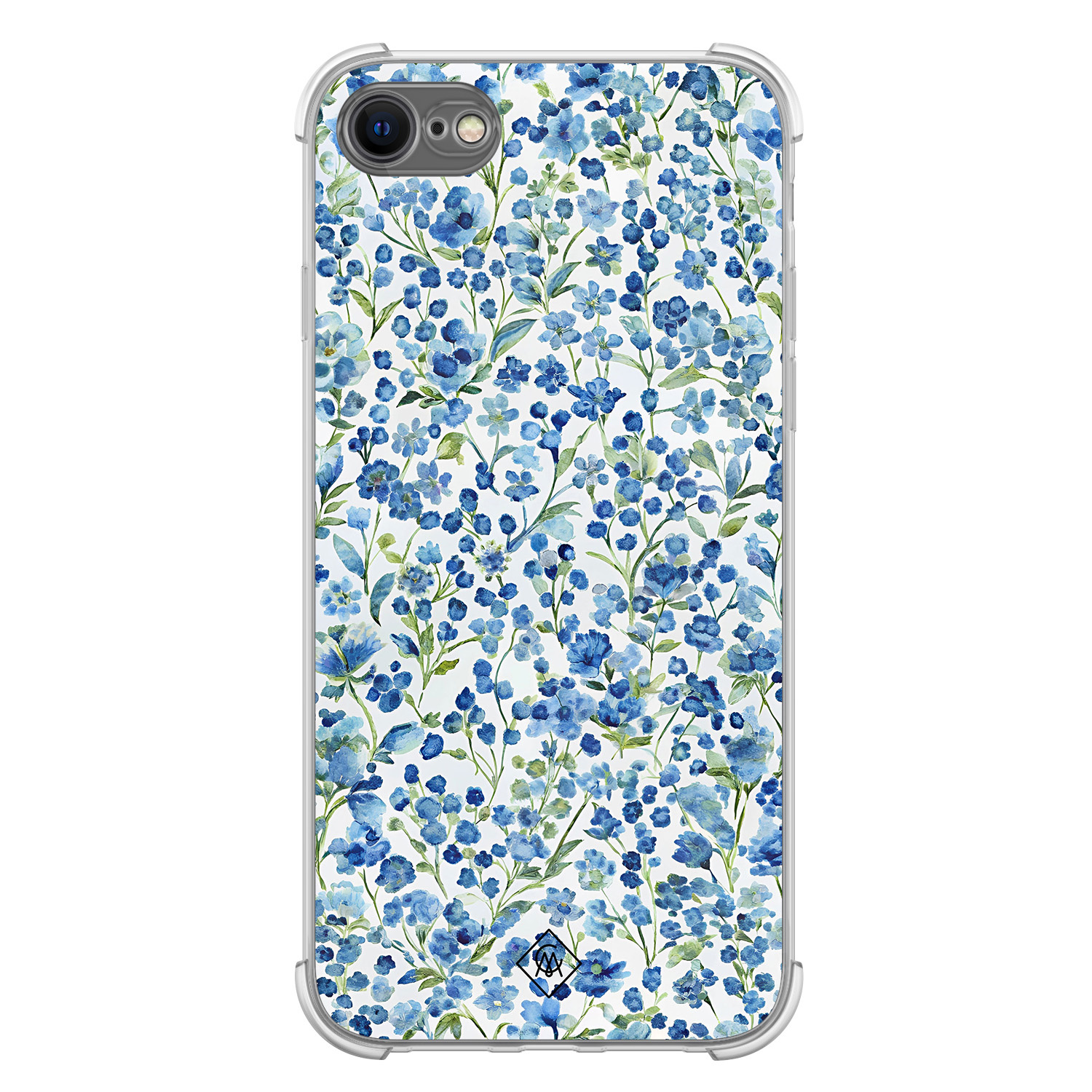 iPhone SE (2020 2022) 8 7 shockproof hoesje Vintage blue floral
