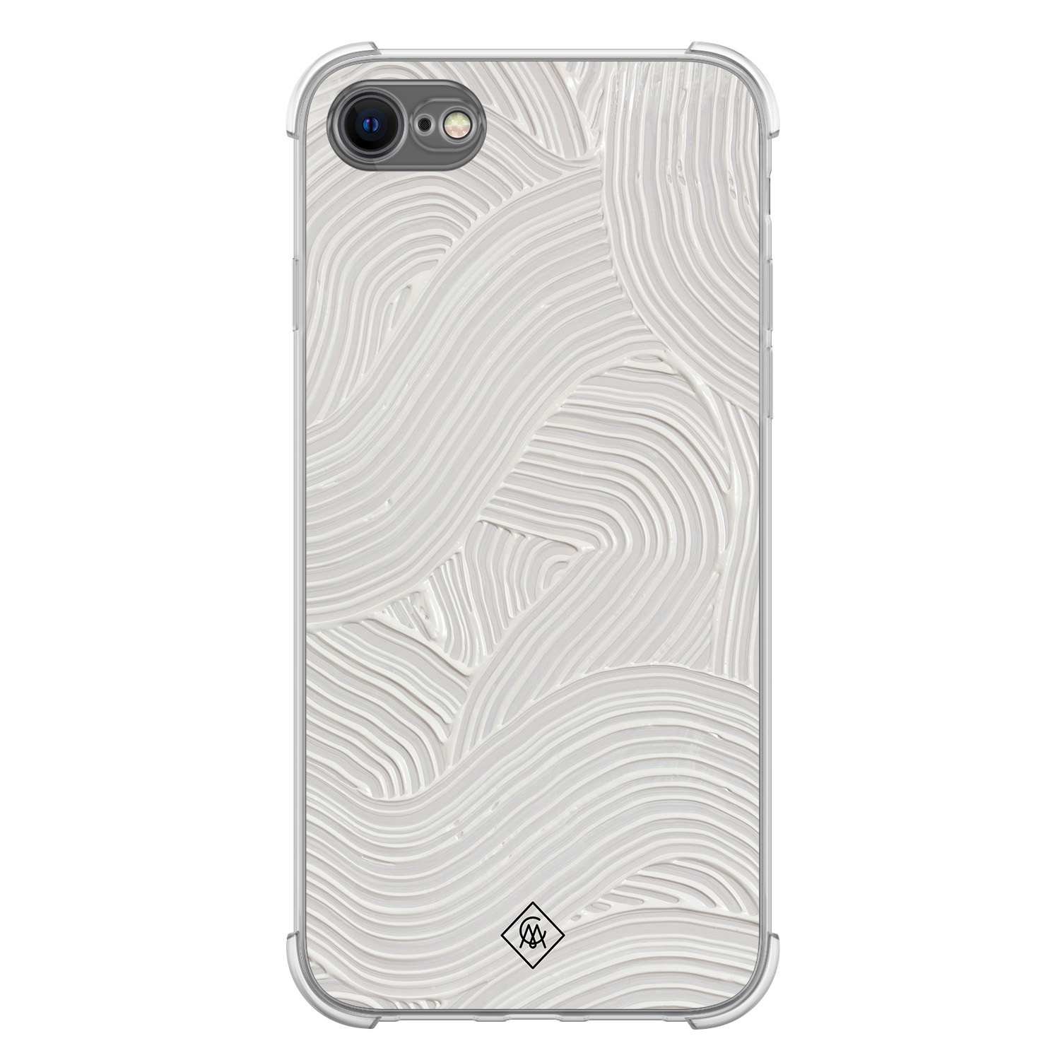 iPhone SE (2020 2022) 8 7 shockproof hoesje Abstract beige waves