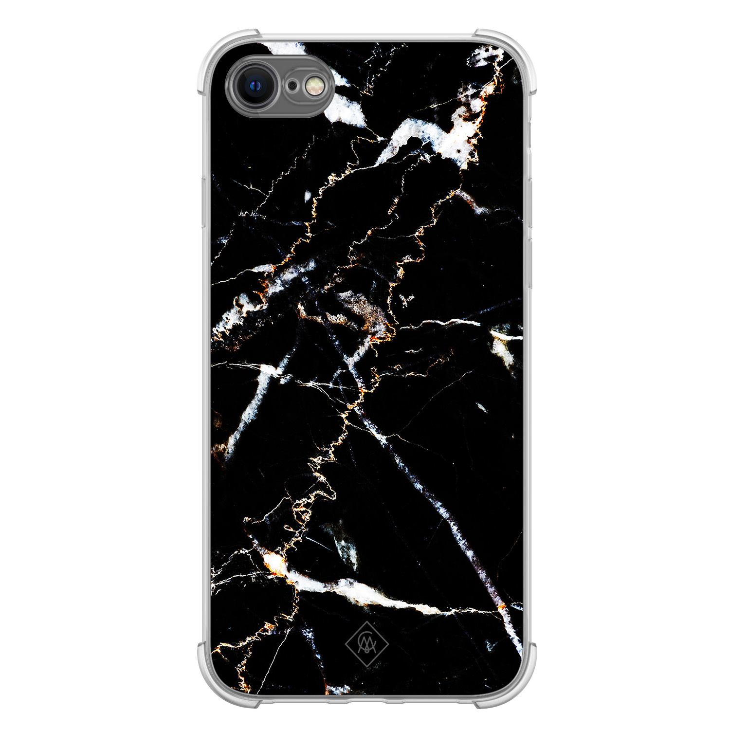 iPhone SE (2020 2022) 8 7 shockproof hoesje Marmer zwart