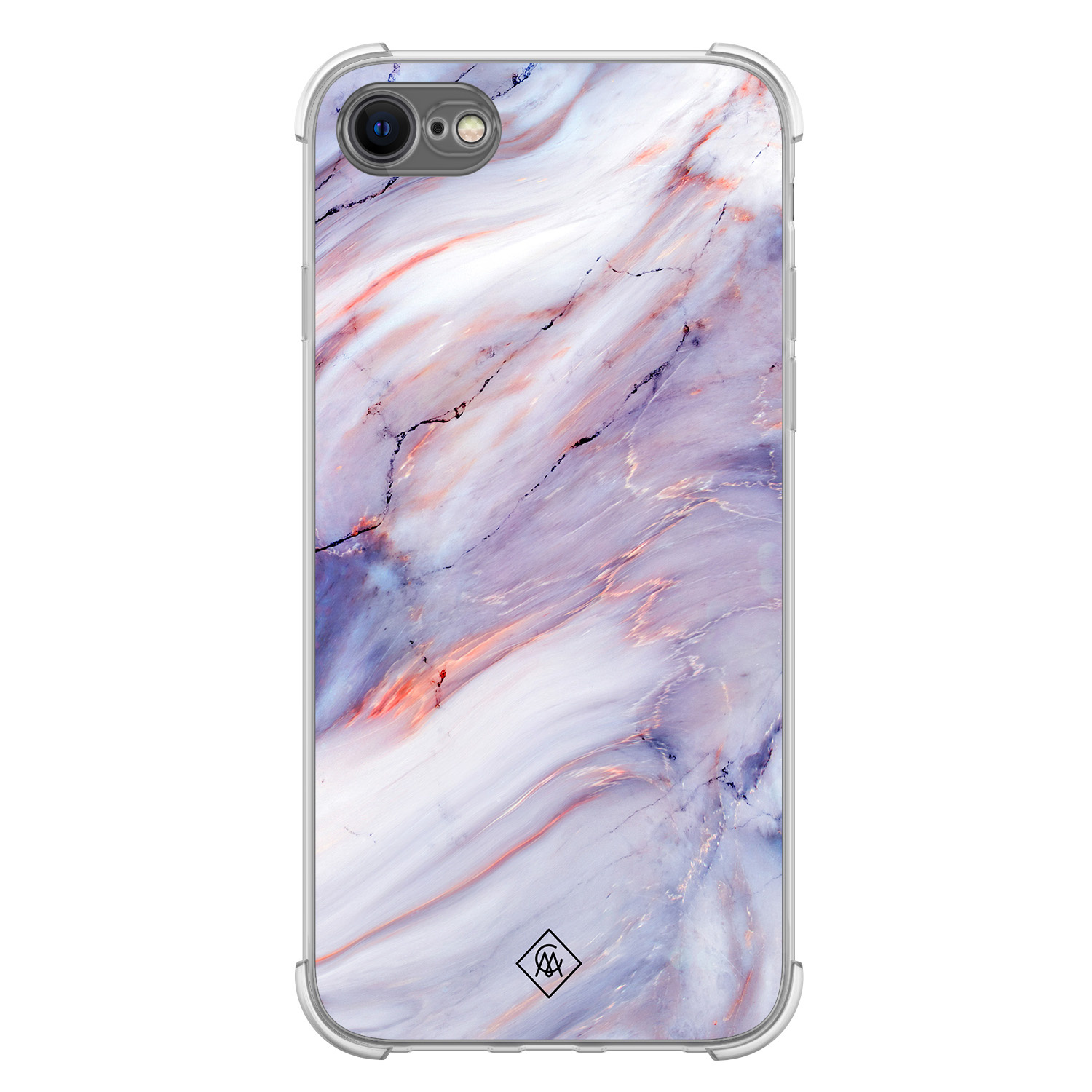 iPhone SE (2020 2022) 8 7 shockproof hoesje Marmer paars