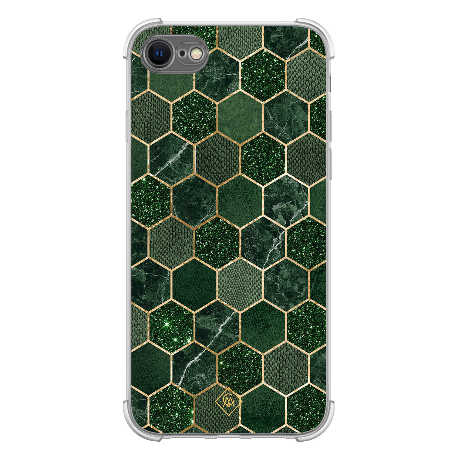 iPhone SE (2020 2022) 8 7 shockproof hoesje Kubus groen