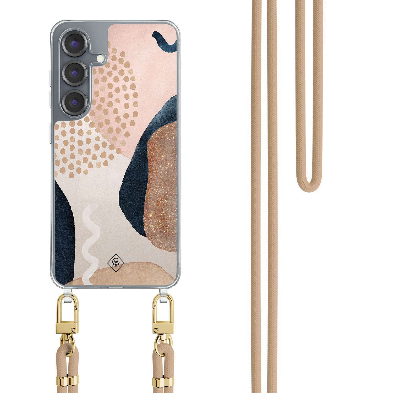 Samsung Galaxy S25 hoesje met beige koord Abstract dots