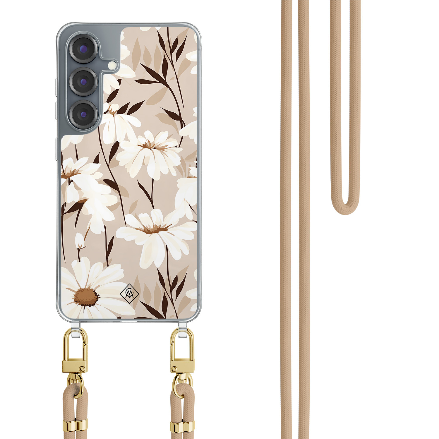 Samsung Galaxy S25 hoesje met beige koord In bloom