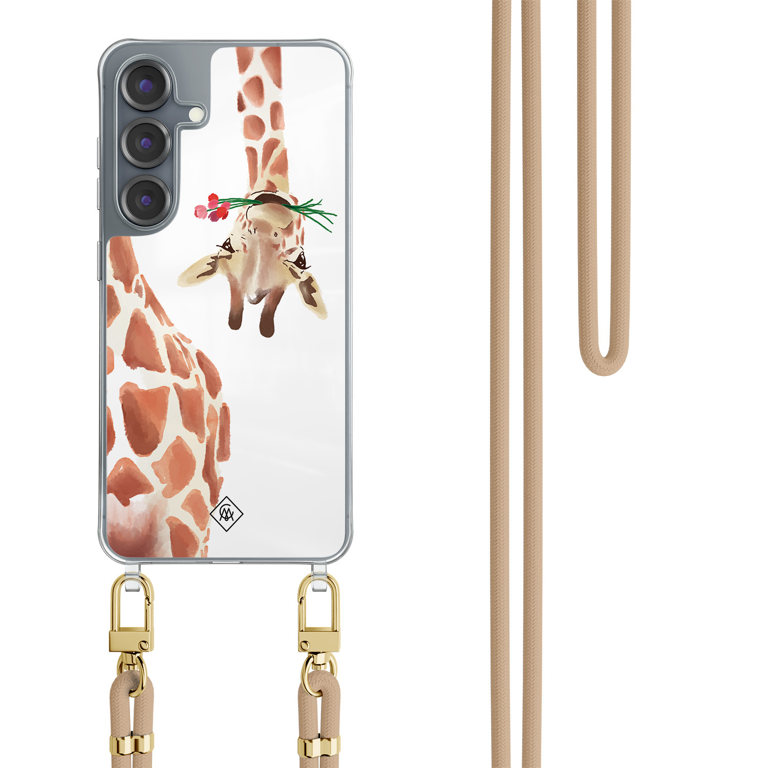 Samsung Galaxy S25 hoesje met beige koord Giraffe