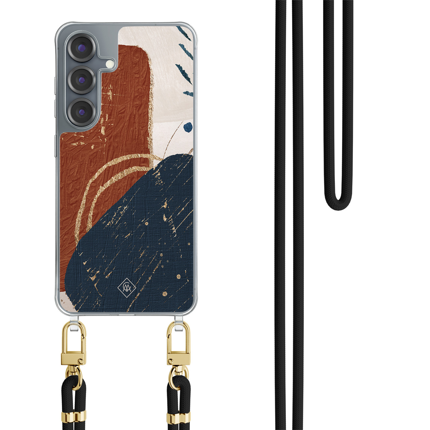 Samsung Galaxy S25 hoesje met zwart koord Abstract terracotta