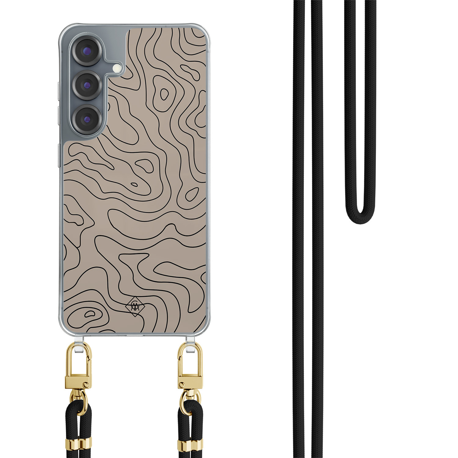 Samsung Galaxy S25 hoesje met zwart koord Abstract lines
