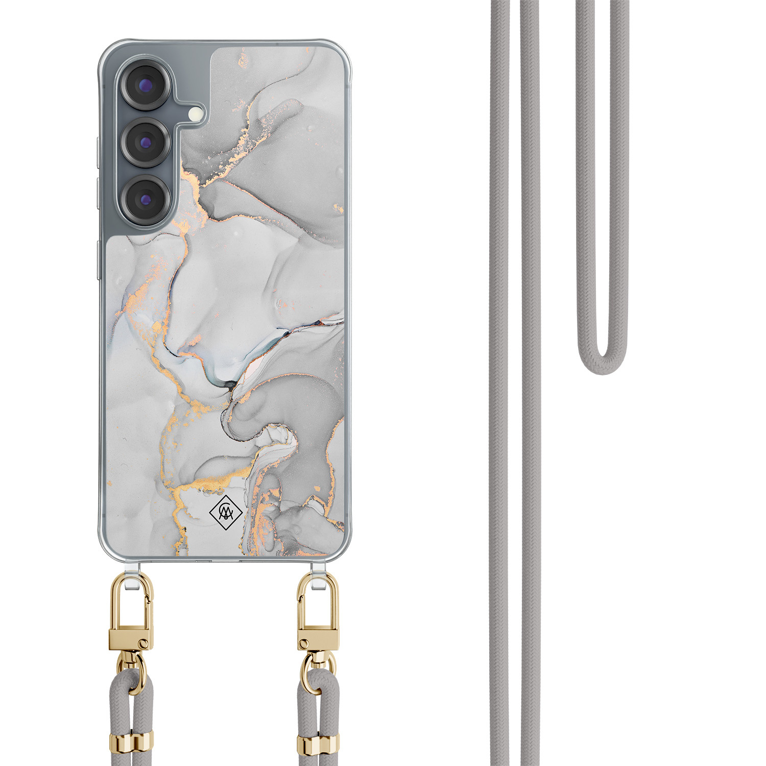 Samsung Galaxy S25 hoesje met grijs koord Marmer grijs