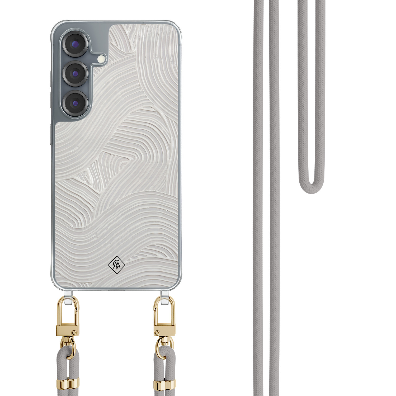 Samsung Galaxy S25 hoesje met grijs koord Abstract waves