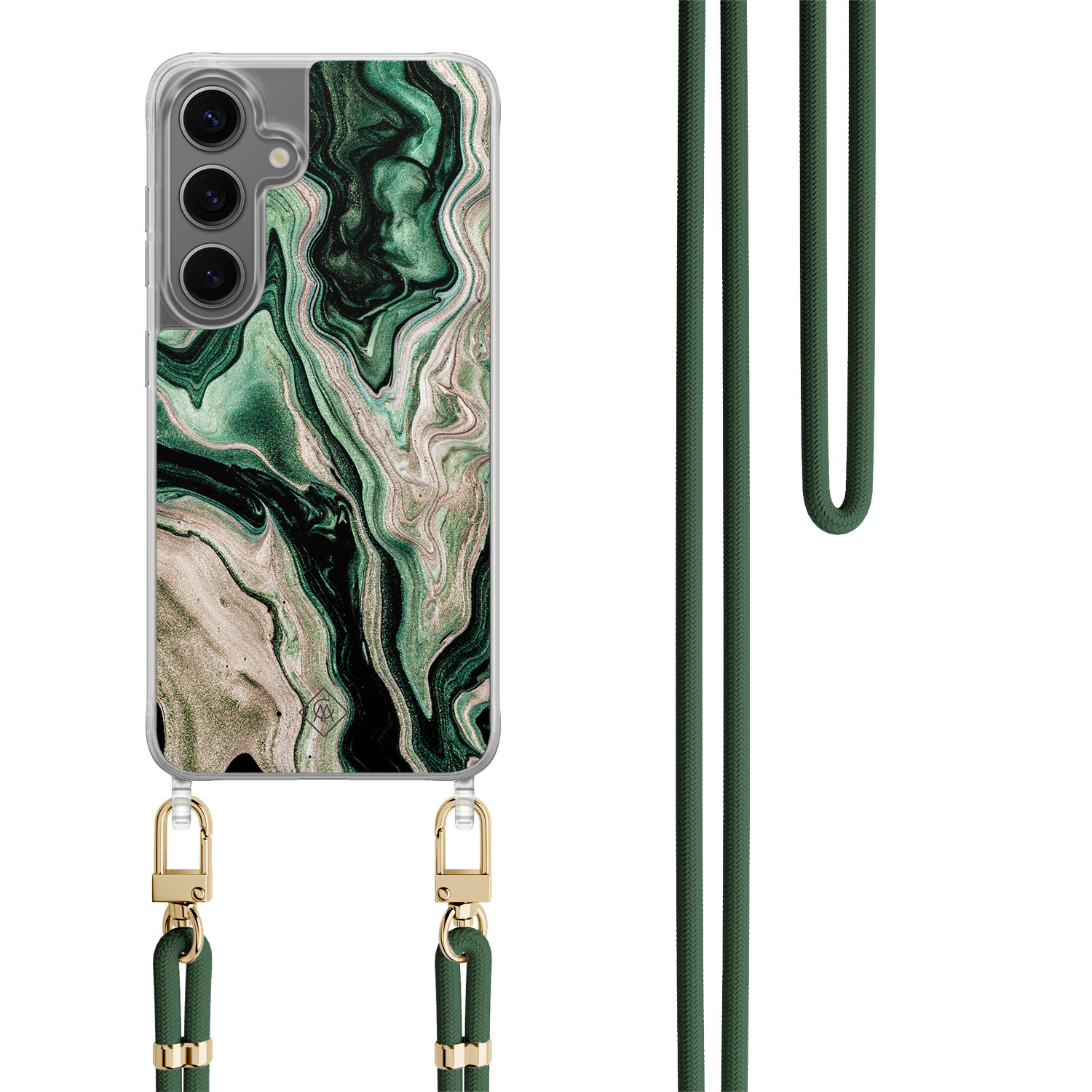 Samsung Galaxy S24 Plus hoesje met groen koord Green waves