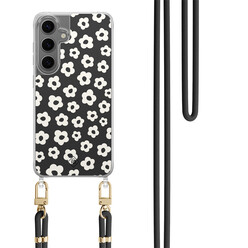 Casimoda Samsung Galaxy S24 Plus hoesje met zwart koord - Retro bloempjes
