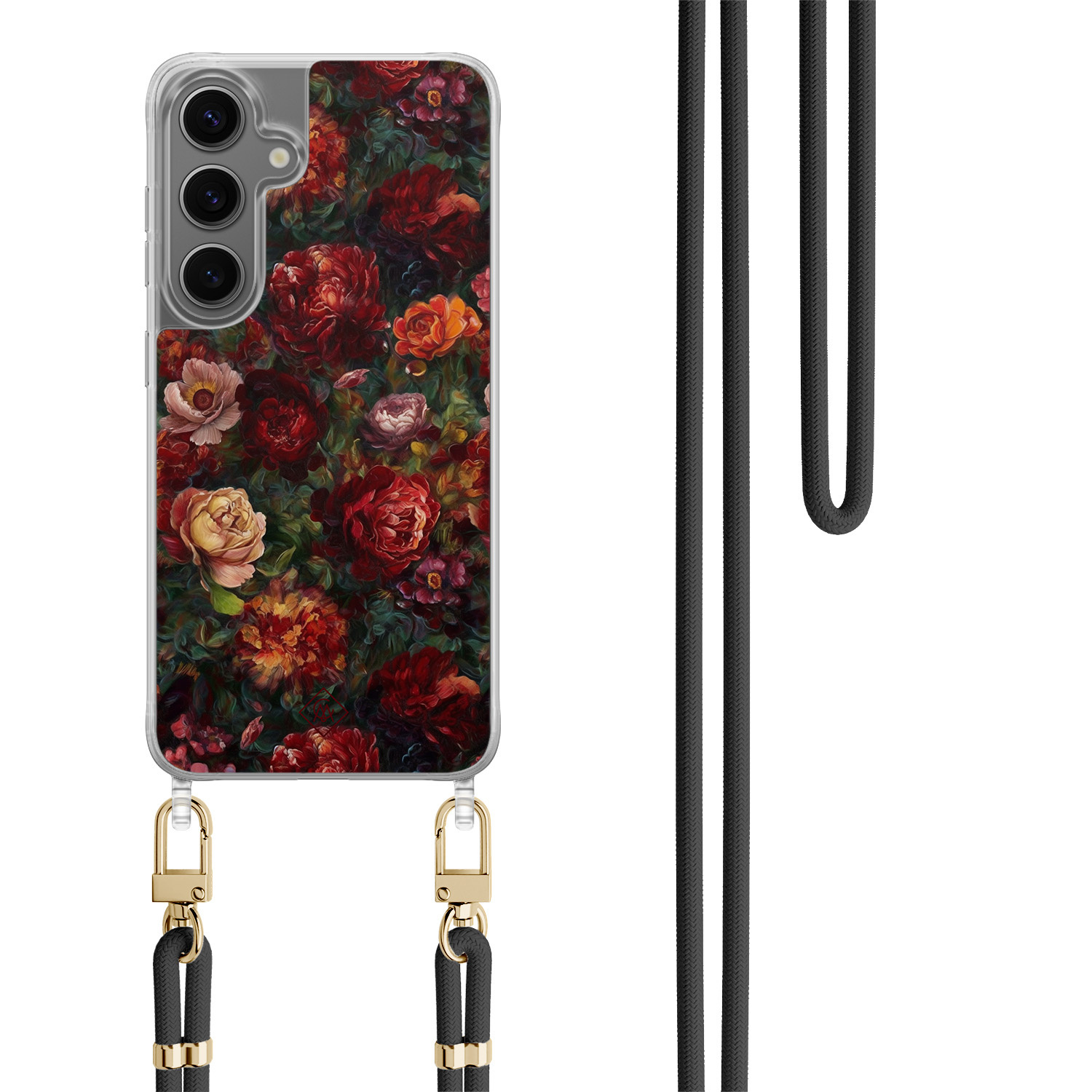 Samsung Galaxy S24 Plus hoesje met zwart koord Floral garden