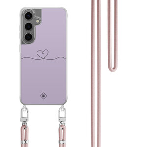 Casimoda Samsung Galaxy S24 Plus hoesje met rosegoud koord - Hart lila