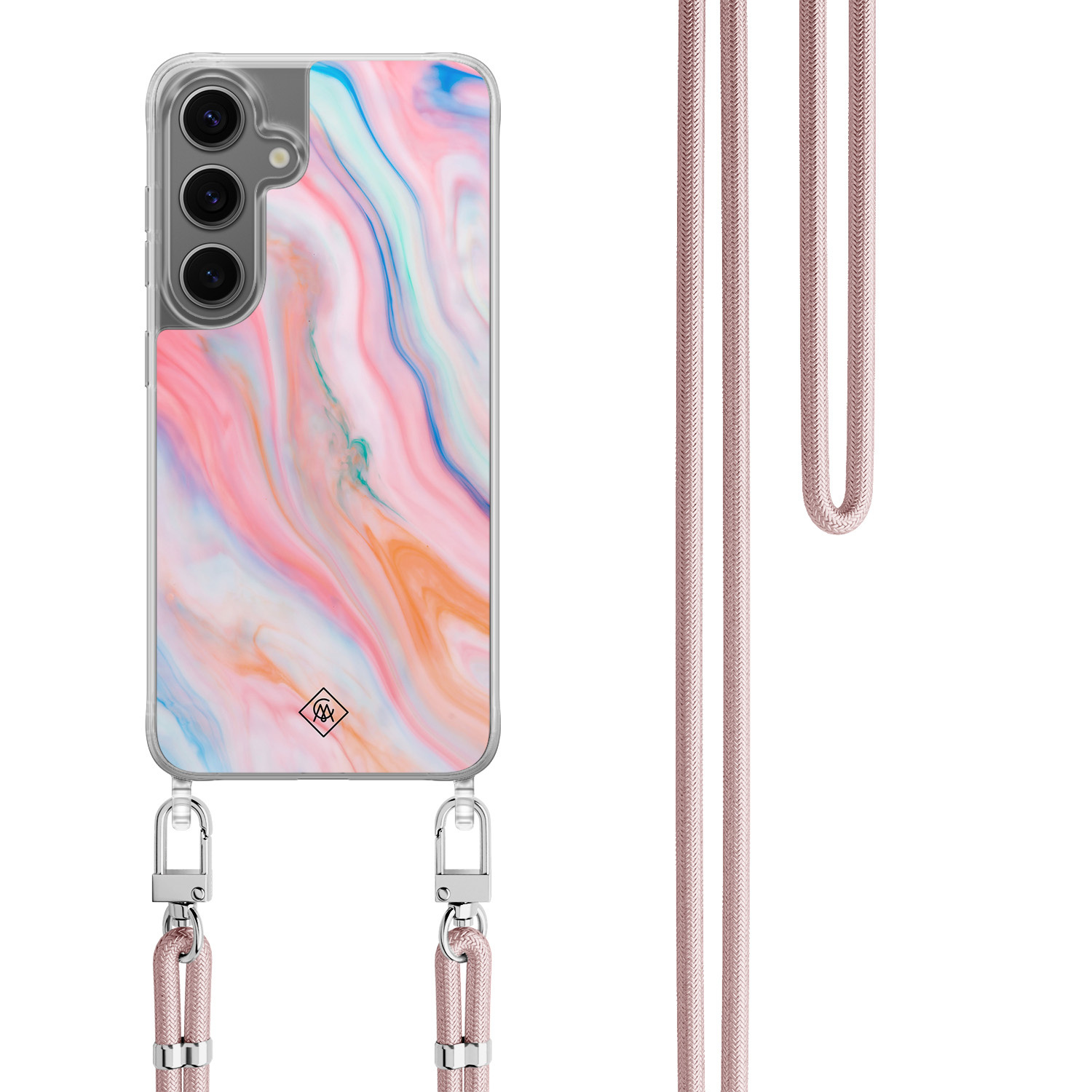 Samsung Galaxy S24 Plus hoesje met rosegoud koord Pink glam