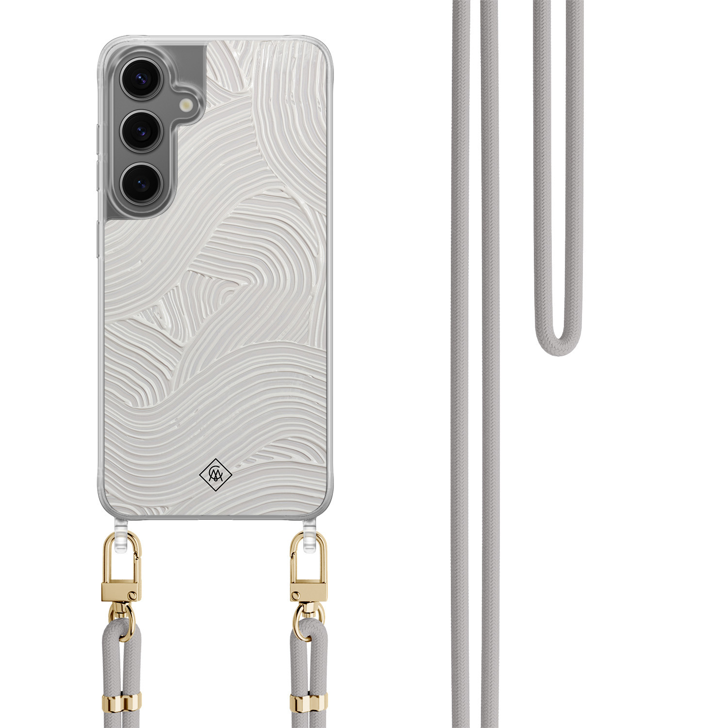 Samsung Galaxy S24 Plus hoesje met grijs koord Abstract waves