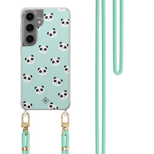 Casimoda Samsung Galaxy S24 Plus hoesje met mint koord - Panda print