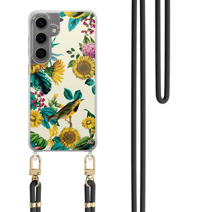 Casimoda Samsung Galaxy S24 Plus hoesje met zwart koord - Sunflowers