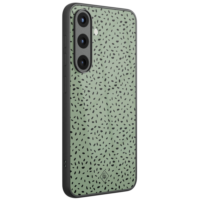 Casimoda Samsung Galaxy S25 glazen hardcase - Green confetti
