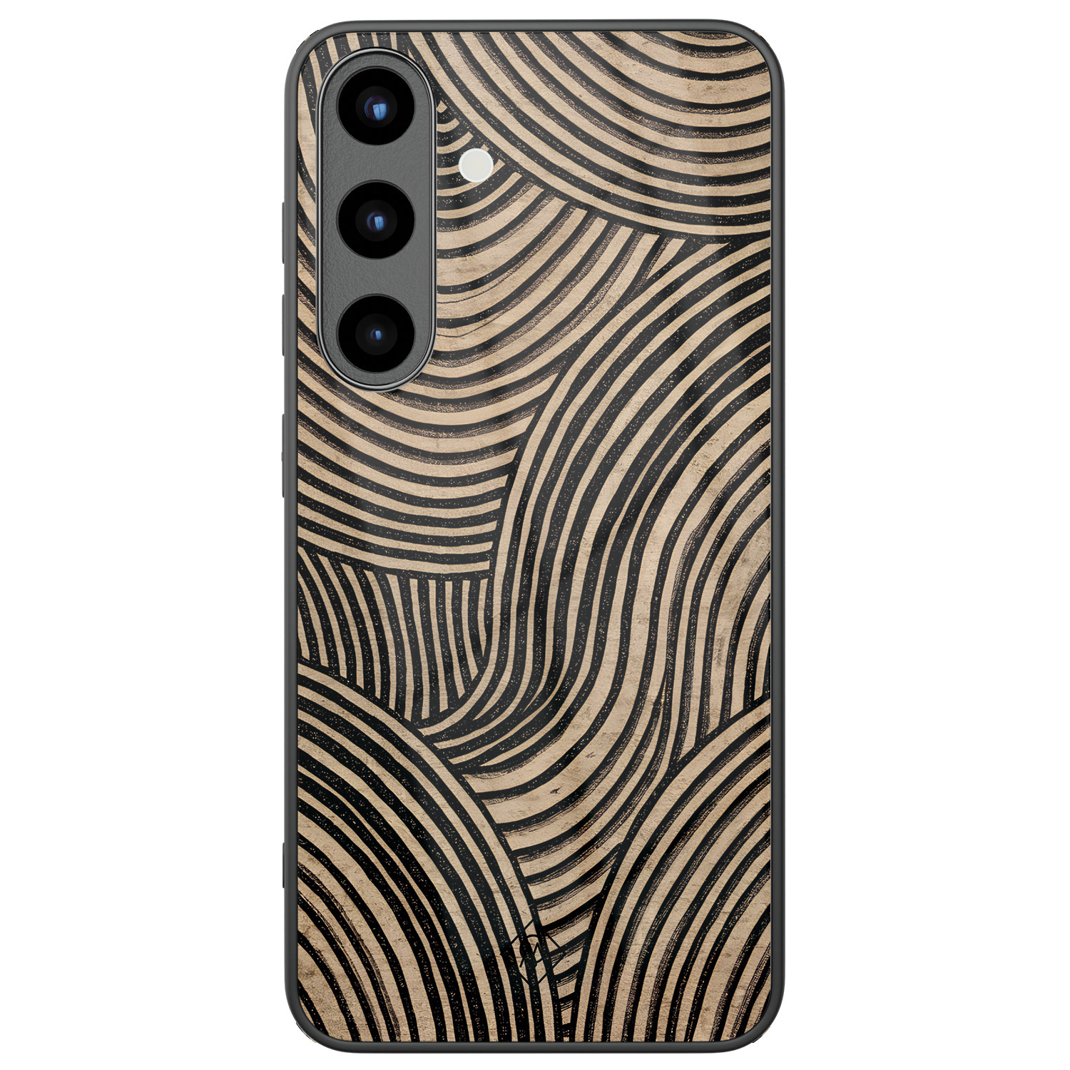 Samsung Galaxy S25 glazen hardcase Ebony waves