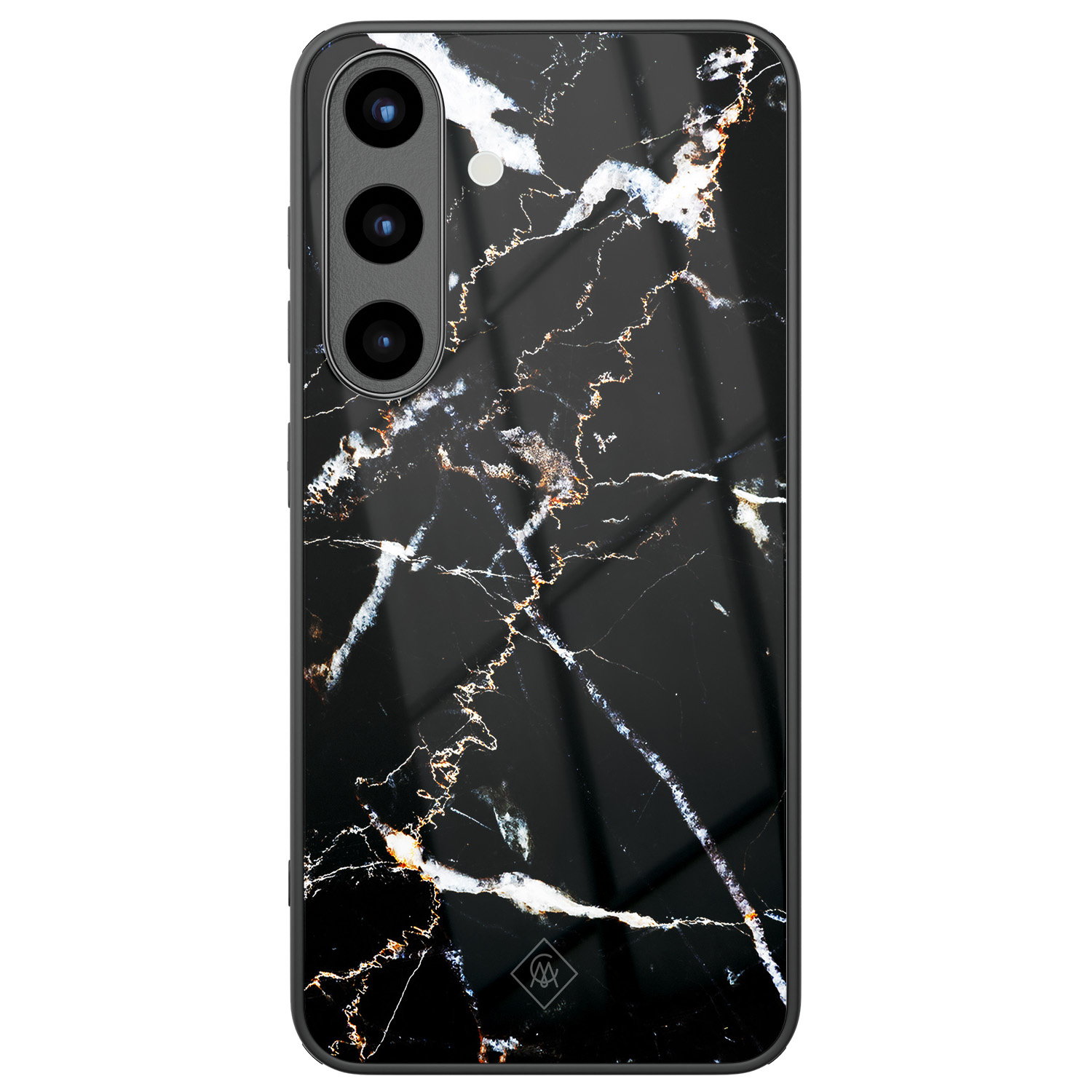 Samsung Galaxy S25 glazen hardcase Marmer zwart