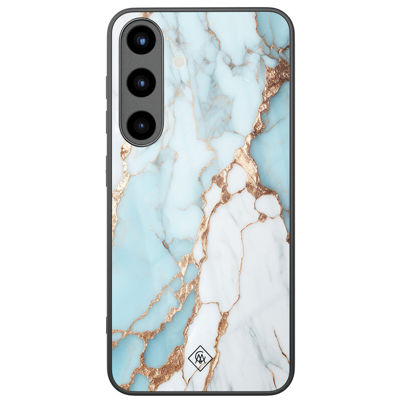 Casimoda Samsung Galaxy S25 glazen hardcase - Marmer lichtblauw