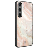 Casimoda Samsung Galaxy S25 glazen hardcase - Marmer waves