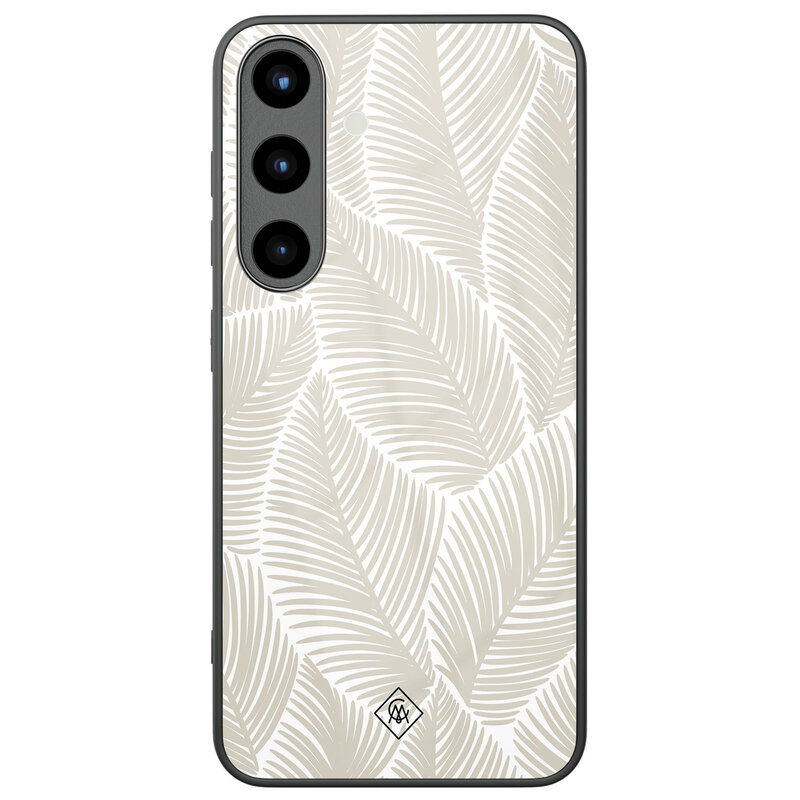 Casimoda Samsung Galaxy S25 glazen hardcase - Palmy leaves beige