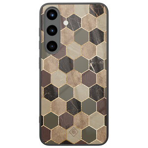 Casimoda Samsung Galaxy S25 glazen hardcase - Kubus bruin groen