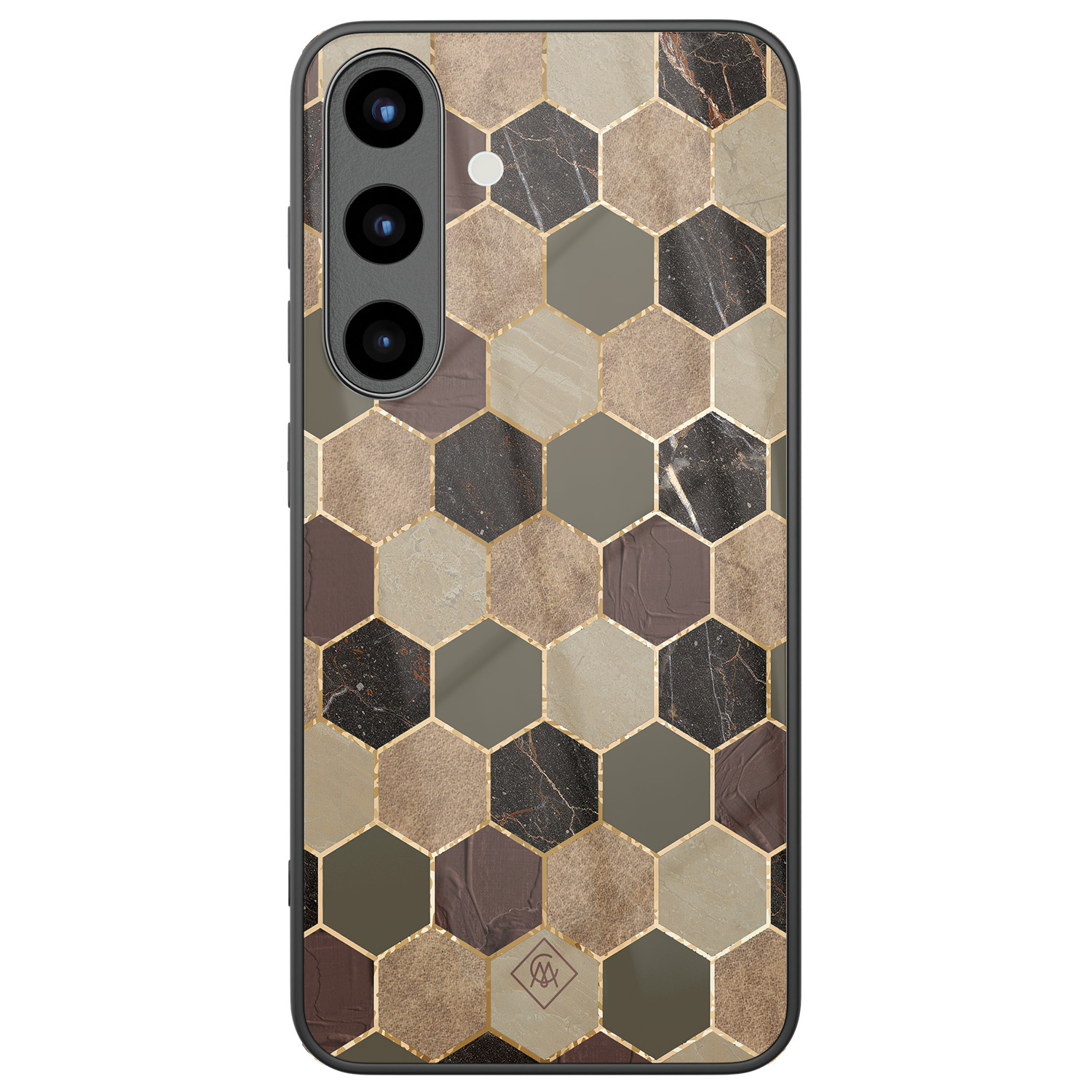 Samsung Galaxy S25 glazen hardcase Kubus bruin groen