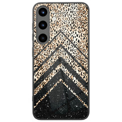 Casimoda Samsung Galaxy S25 glazen hardcase - Chevron luipaard