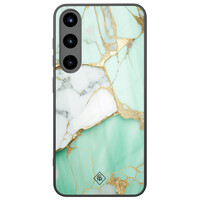 Casimoda Samsung Galaxy S25 glazen hardcase - Marmer mint goud
