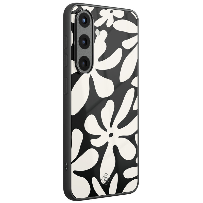 Casimoda Samsung Galaxy S25 glazen hardcase - Noir bloom