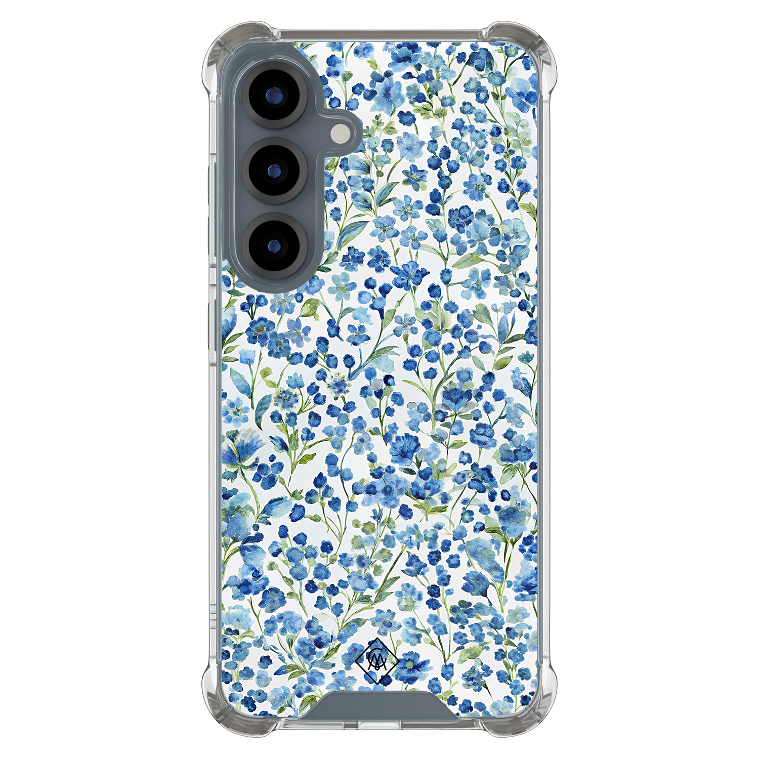 Samsung Galaxy S25 shockproof hoesje Vintage blue floral