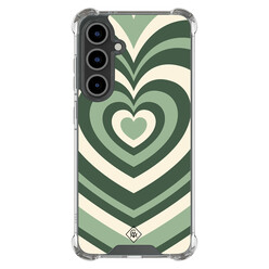 Casimoda Samsung Galaxy S24 FE shockproof hoesje - Groen hart swirl