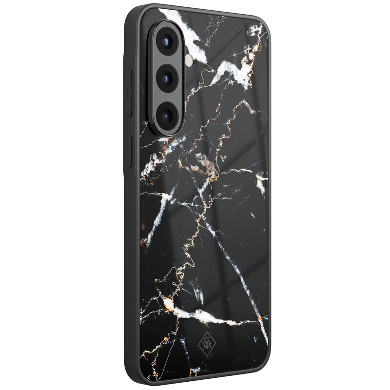 Casimoda Samsung Galaxy A56 glazen hardcase - Marmer zwart