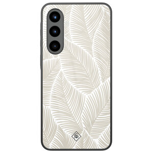 Casimoda Samsung Galaxy A56 glazen hardcase - Palmy leaves beige