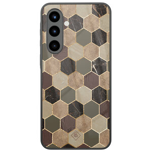 Casimoda Samsung Galaxy A56 glazen hardcase - Kubus bruin groen