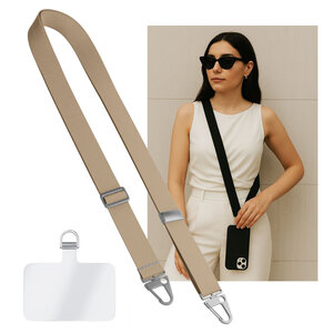 Casimoda Universeel verstelbaar telefoonkoord met zilveren sluiting - Beige