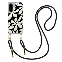 Casimoda Samsung Galaxy A56 hoesje met zwart koord - Noir bloom